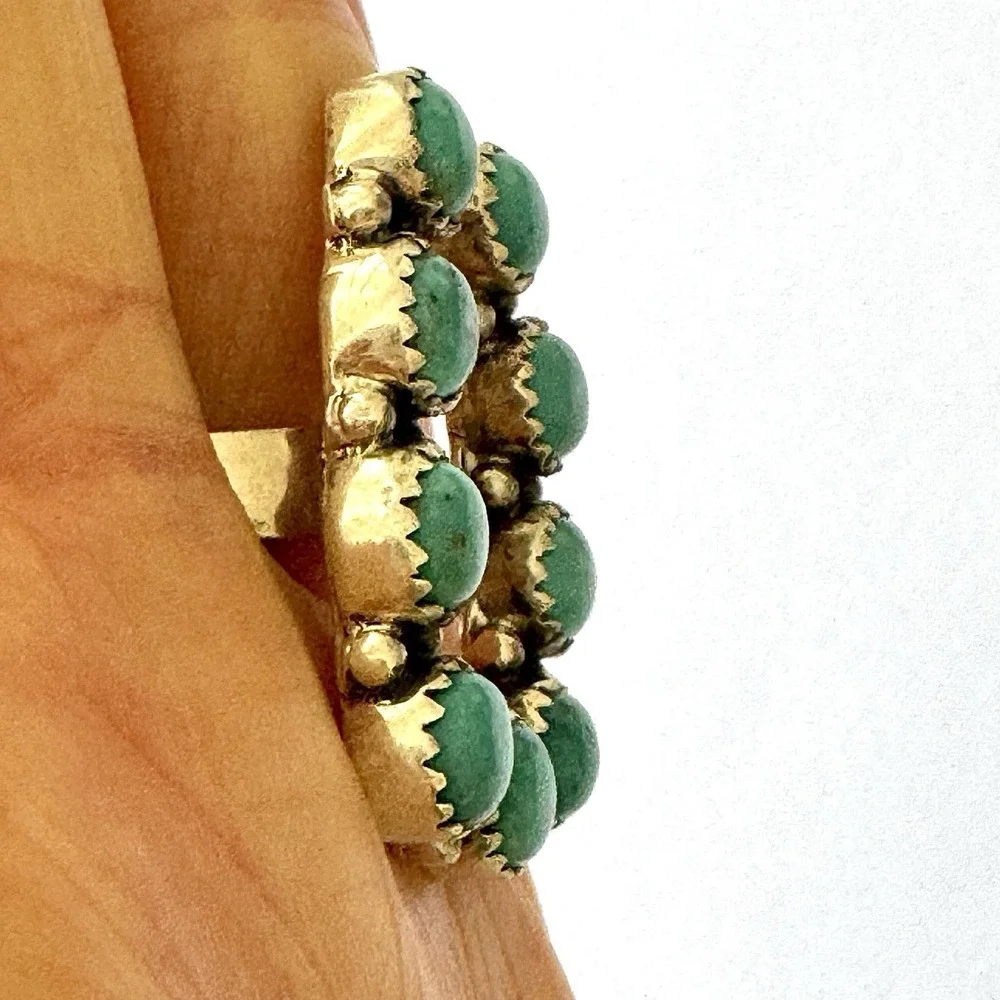 Horseshoe Turquoise Ring Sz‎ 7 Sterling Old Style Patina Lucky Southwest Hada